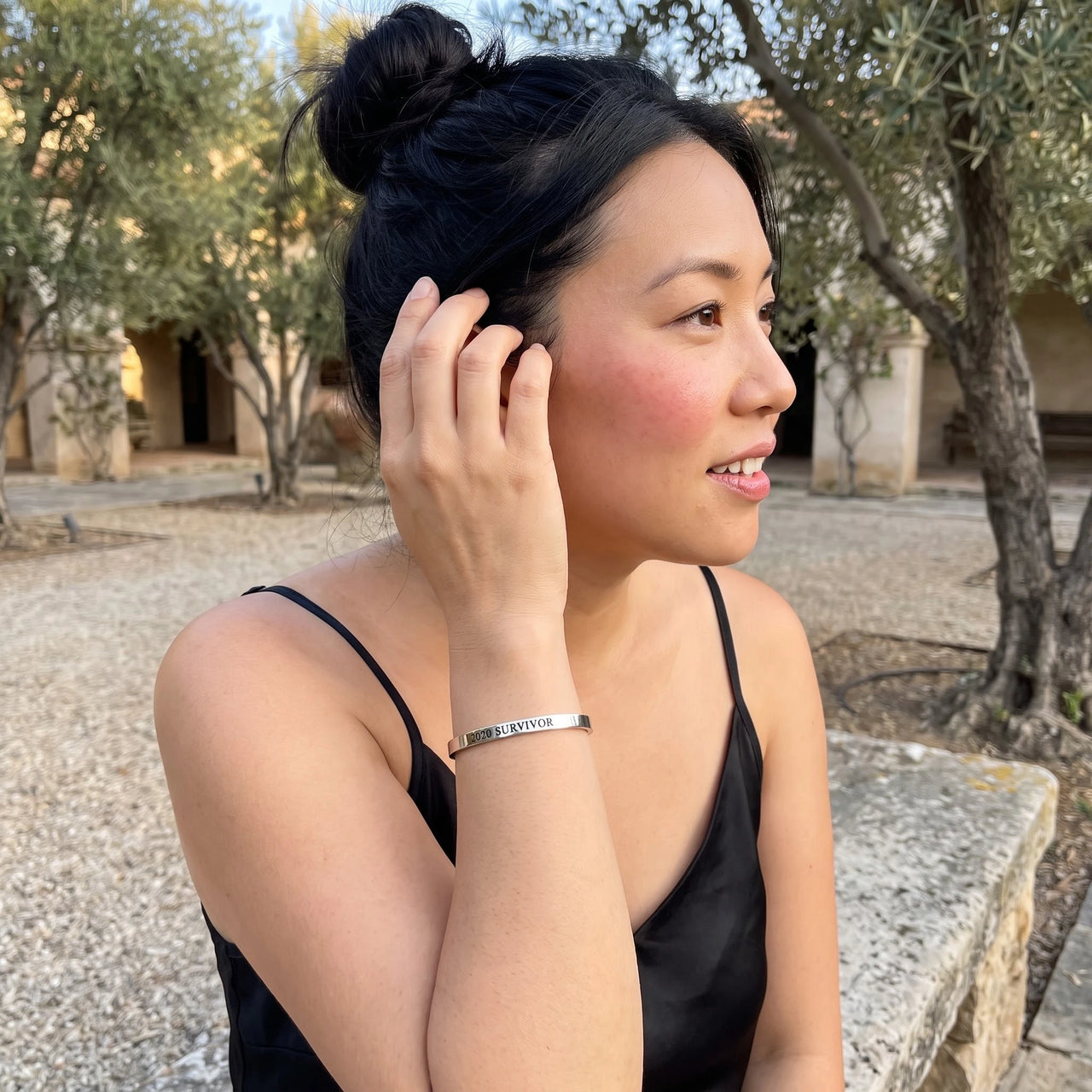 Cuff bracelet — worn, everyday gesture, silver | SKU: 2020s-wg