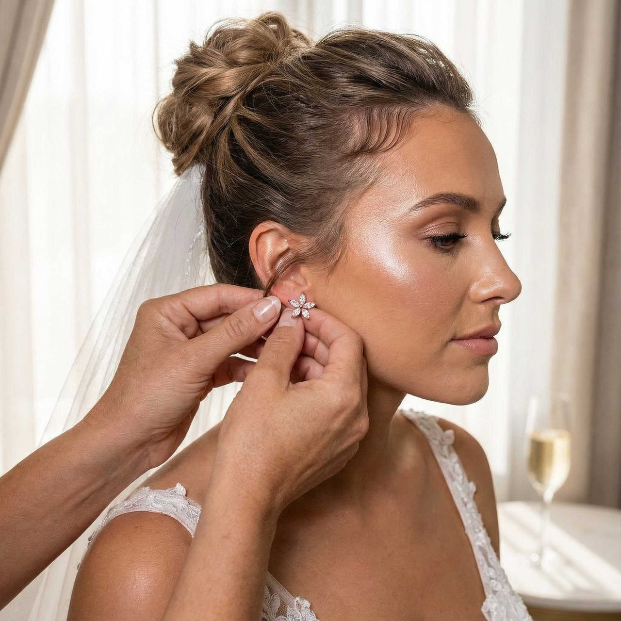 Austrian Crystals Flowers Earrings