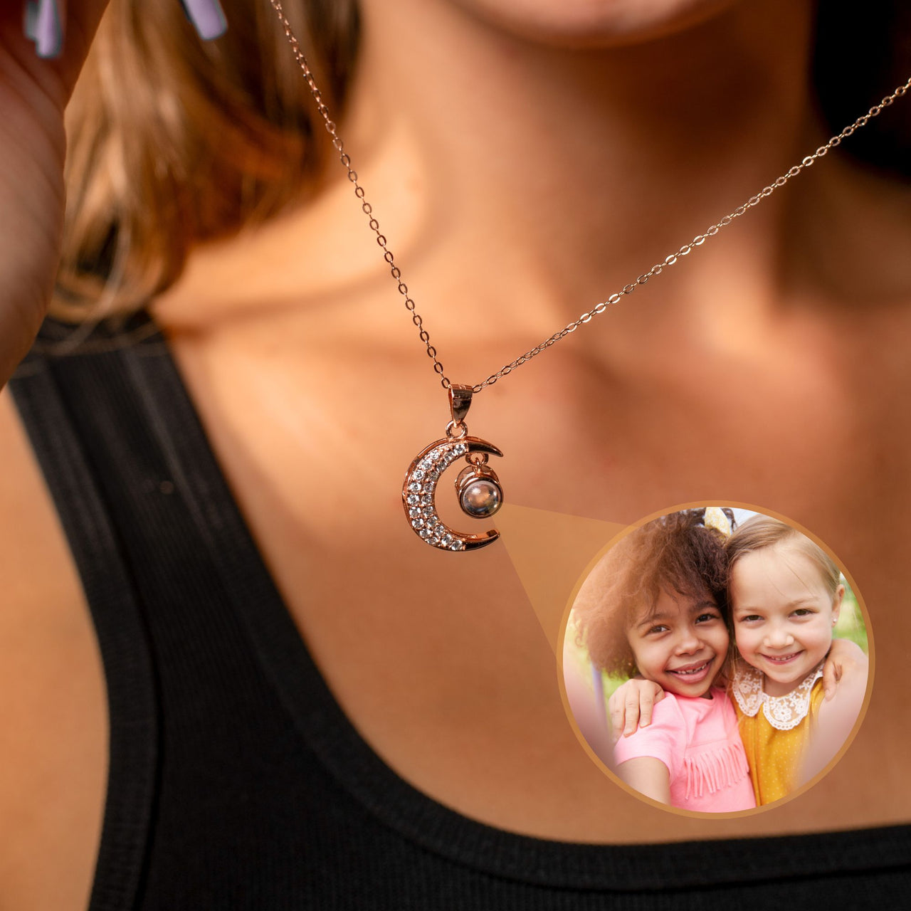 Lucky Moon Photo Necklace