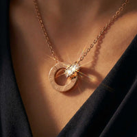 Thumbnail for Necklace with Joined Rings & Crystals