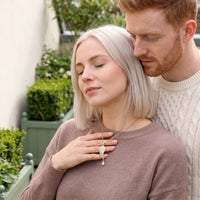 Thumbnail for Woman gently touching her gold necklace | SKU: 42005-gold