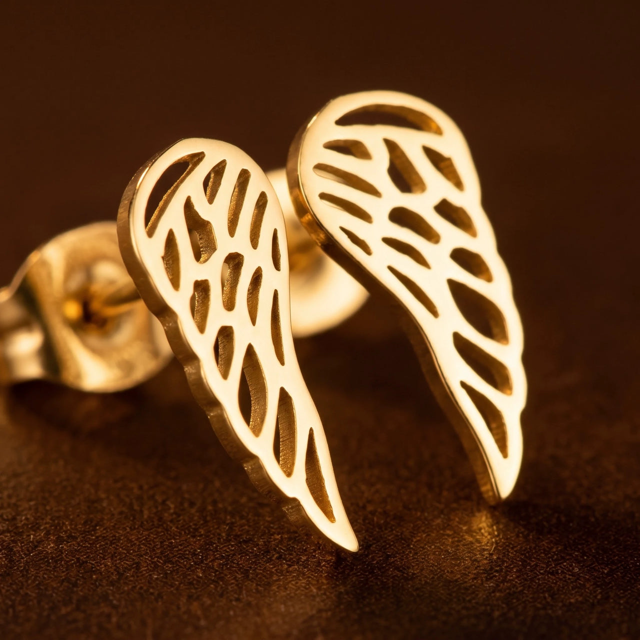 Close-up of the gold stud earrings | SKU: 42008-gold