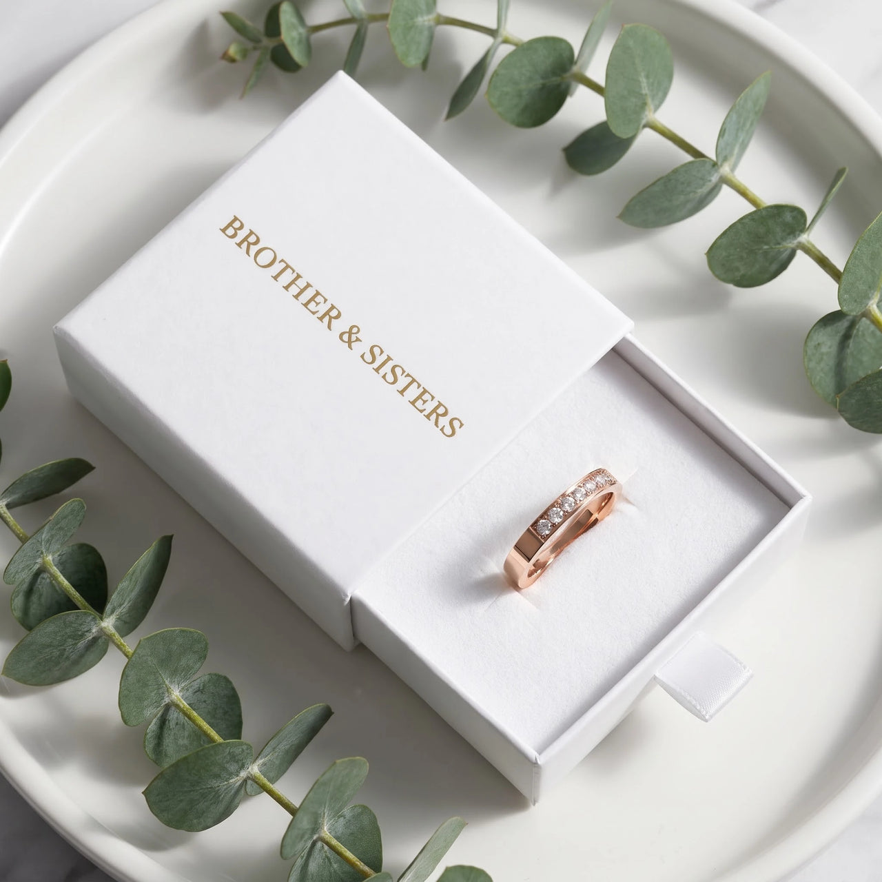 Engagement Ring & Crystals in rose gold in its Brother & Sisters gift box | SKU: 25535394-6-rose-gold