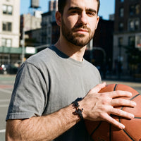 Thumbnail for Black Anchor Bracelet – with a basketball | Brother & Sisters | SKU: 3621358-gun-black-XS-14-15, 3621358-gun-black-S-16-17, 3621358-gun-black-M-18-19, 3621358-gun-black-L-20-21, 3621358-gun-black-XL-22-23