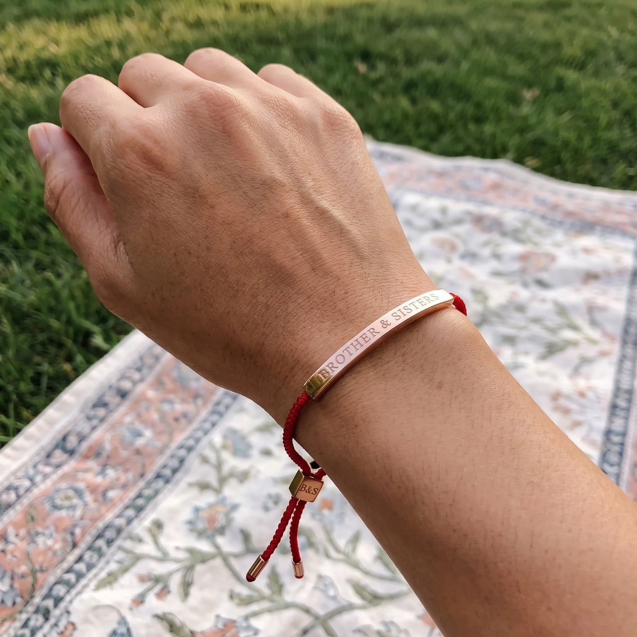 Cord bracelet — worn, real size, rose gold | SKU: lamour-rg