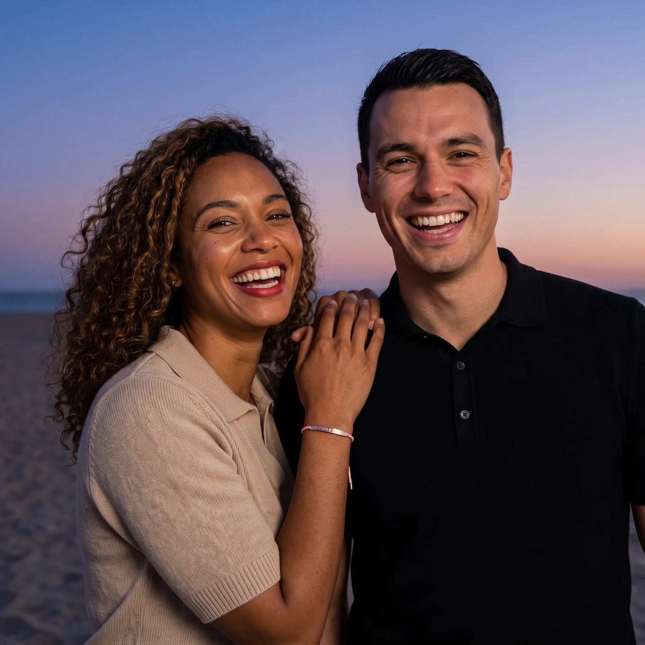 Braided bracelet — worn by a couple, rose gold | SKU: lecorail-rg
