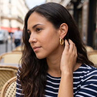Thumbnail for Hoop earrings — worn, everyday gesture, gold | SKU: lesmates