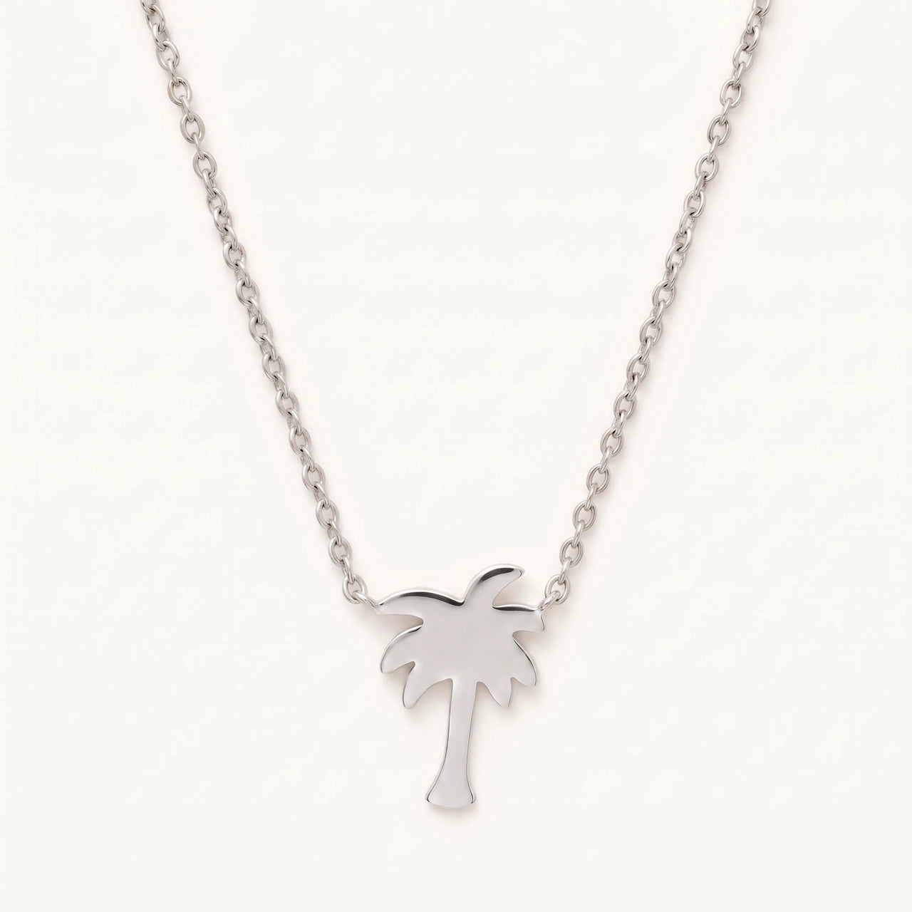 Palm tree necklace — product photo on a white background, silver | SKU: 8732822-silver-plated