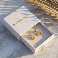 Thumbnail for Pineapple earrings — in the gift box, gold | SKU: 437186-gold-color