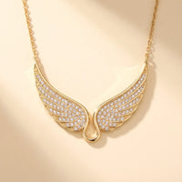 Thumbnail for Pave Angel Wings Necklace, gold | SKU: 42002-gold