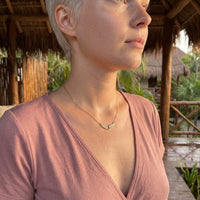 Thumbnail for Profile view of a woman wearing the gold necklace | SKU: 42002-gold