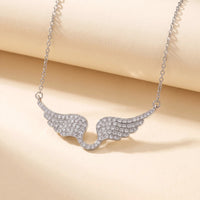 Thumbnail for Pave Angel Wings Necklace, silver | SKU: 42002-silver