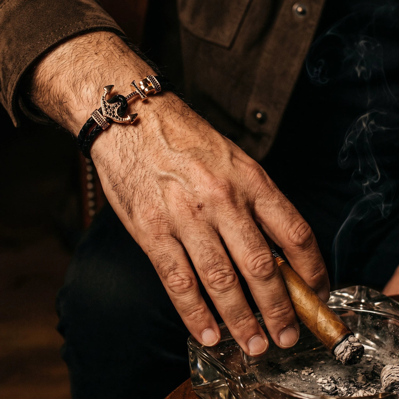 Rose Gold Anchor – with a cigar | Brother & Sisters | SKU: 3621358-rose-gold-XS-14-15, 3621358-rose-gold-S-16-17, 3621358-rose-gold-M-18-19, 3621358-rose-gold-L-20-21, 3621358-rose-gold-XL-22-23