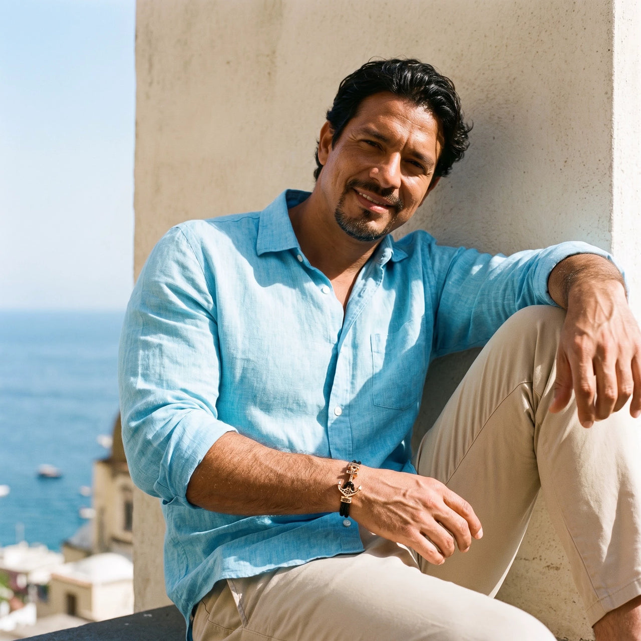 Rose Gold Anchor – man in Positano | Brother & Sisters | SKU: 3621358-rose-gold-XS-14-15, 3621358-rose-gold-S-16-17, 3621358-rose-gold-M-18-19, 3621358-rose-gold-L-20-21, 3621358-rose-gold-XL-22-23