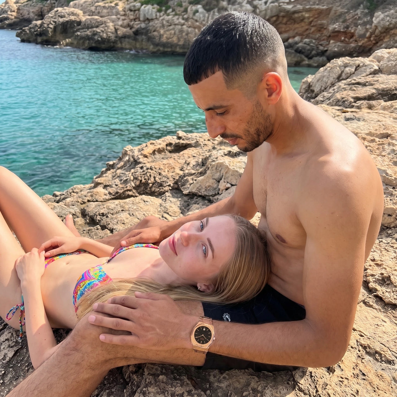 Royal men's watch worn by a man with his partner – Brother & Sisters (SKU 01122019-royal)