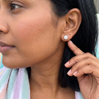 Thumbnail for Solitaire stud earrings — worn, real size, silver | SKU: 5056659