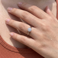 Thumbnail for Solitaire ring — close-up of the details, silver | SKU: 33759698-4.5-silver