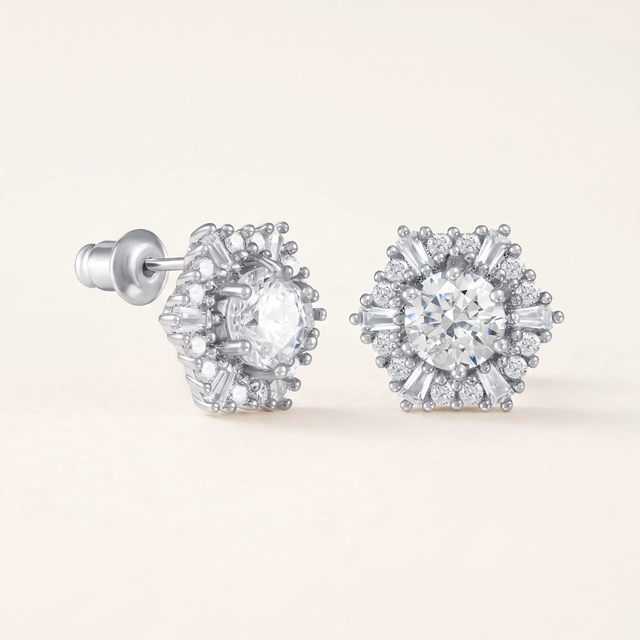 Starburst earrings — product photo on a white background, silver | SKU: 30876249