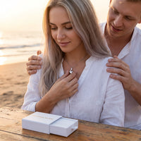 Thumbnail for Ribbon necklace — worn by a couple, silver | SKU: 6309048
