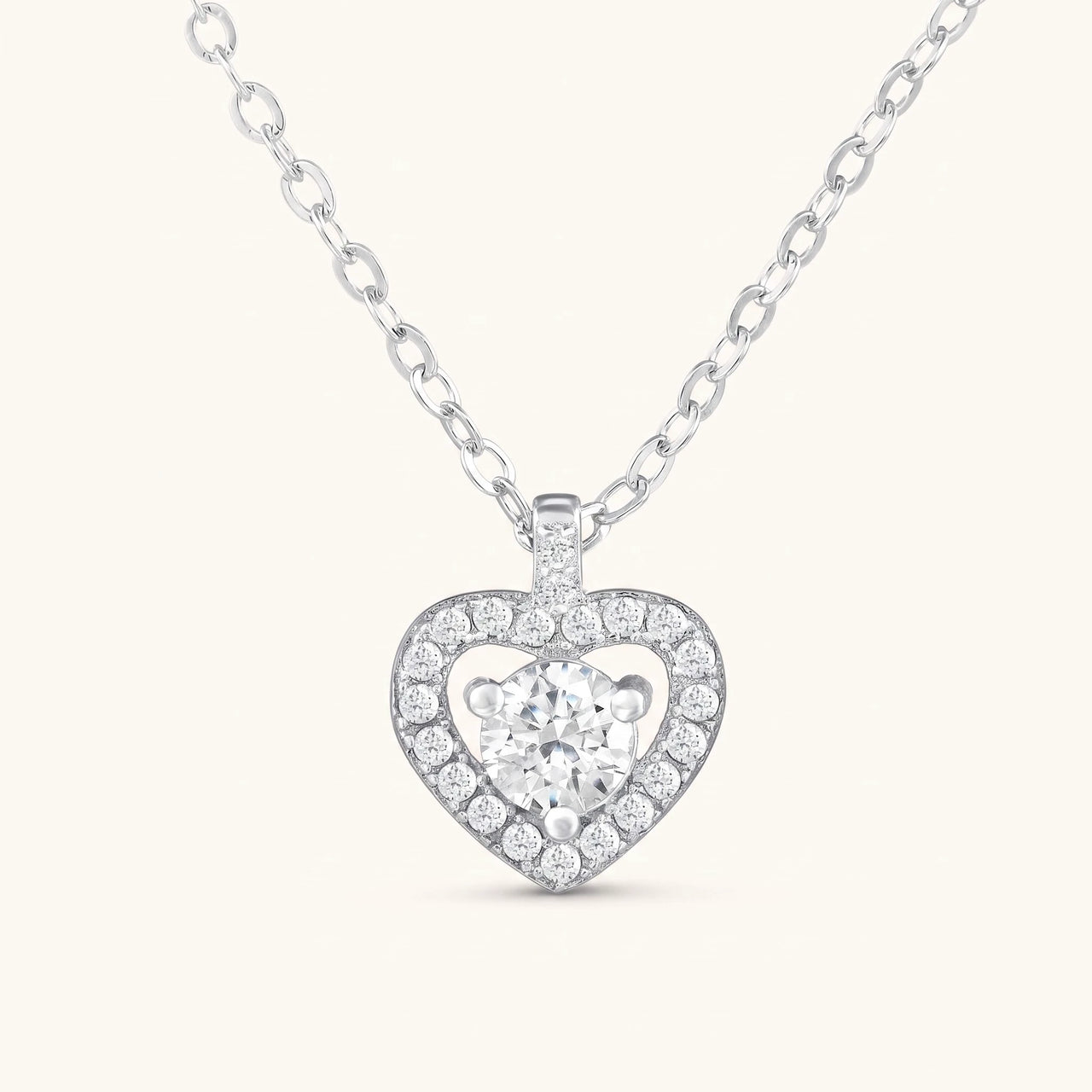 Heart necklace — product photo on a white background, silver | SKU: 505744