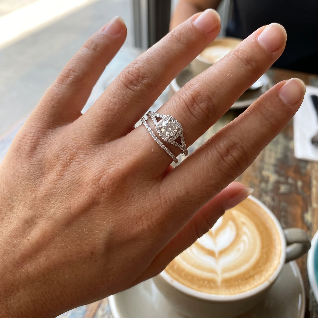 Cubic zirconia ring — worn, real size, silver | SKU: 497080-4.5-silver