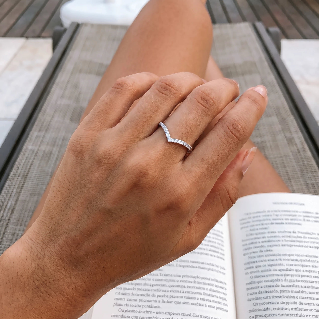 Wishbone ring — worn, real size, silver | SKU: 10645547-4.5-silver
