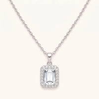 Thumbnail for Emerald cut necklace — product photo on a white background, silver | SKU: 22559056