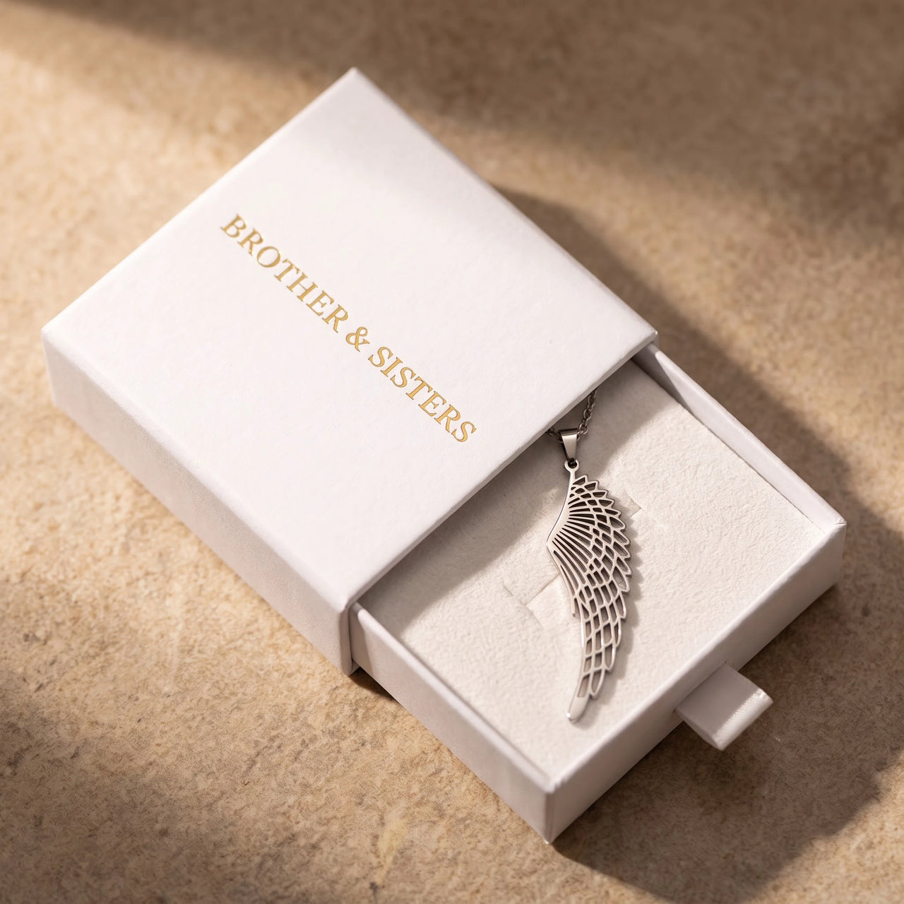 The silver necklace in the Brother & Sisters gift box | SKU: 42003-silver
