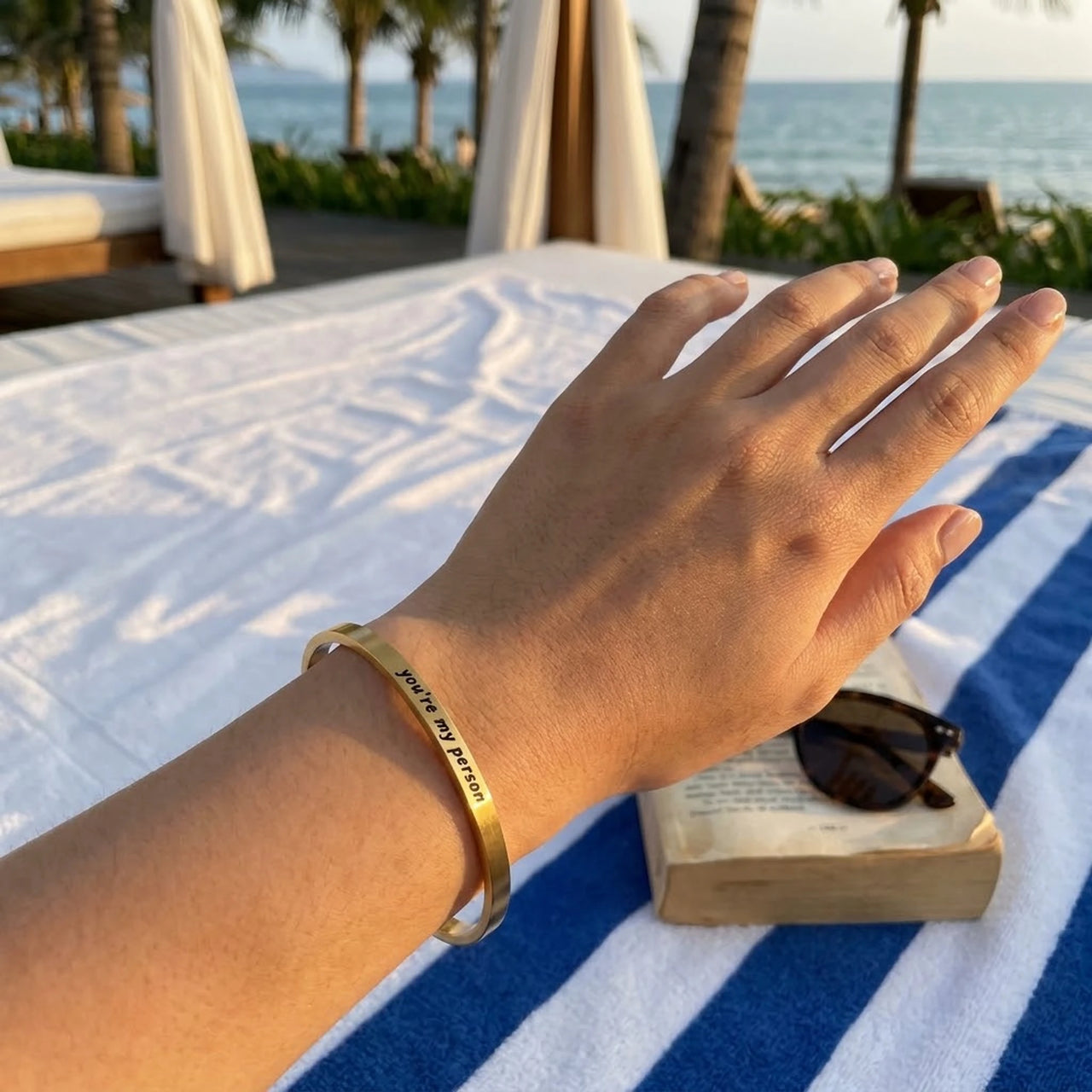 Best friend bracelet — worn, real size, gold | SKU: 8174603-gold-color